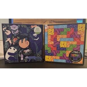 Lot Of 2 Children’s Puzzles, Animals, Tetris, Video Games, 12+, 500/750 Pieces